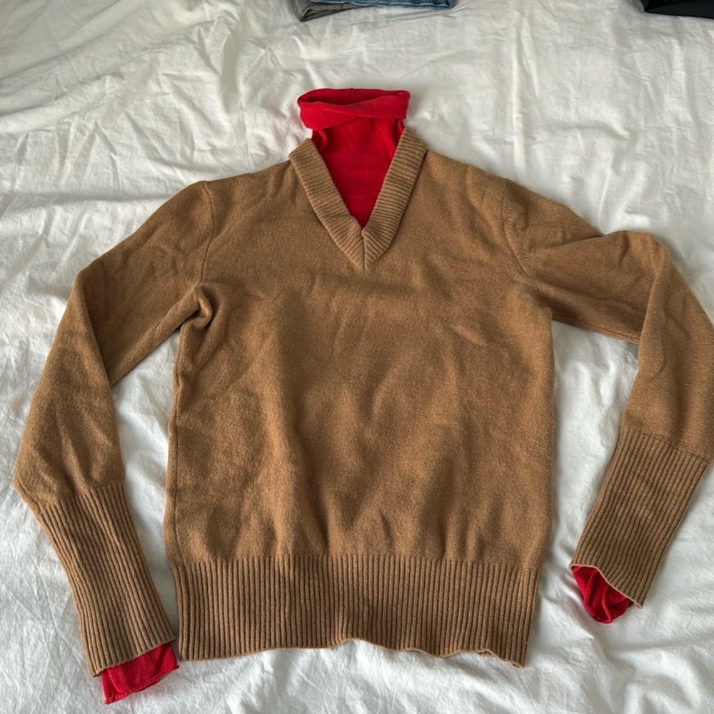 Joseph red and camel sweater turtleneck XS